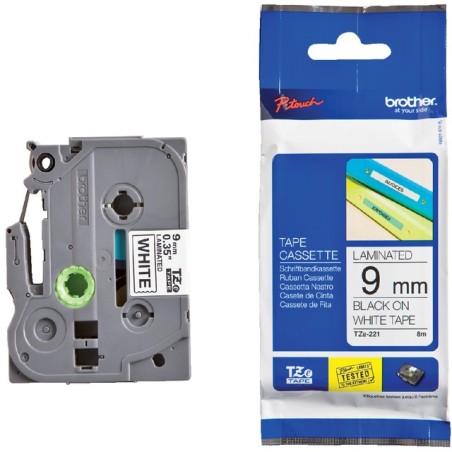 Buy Brother TZe 221 Laminated Tape (0.9cm x 8m) - Durable, High-Quality Labeling Solution!